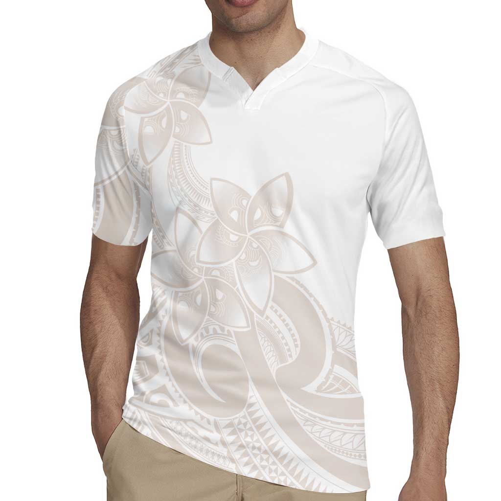 Polynesian Tribal Plumeria Lotu Tamaiti Rugby Jersey Pastel Nude LT9 - Polynesian Pride