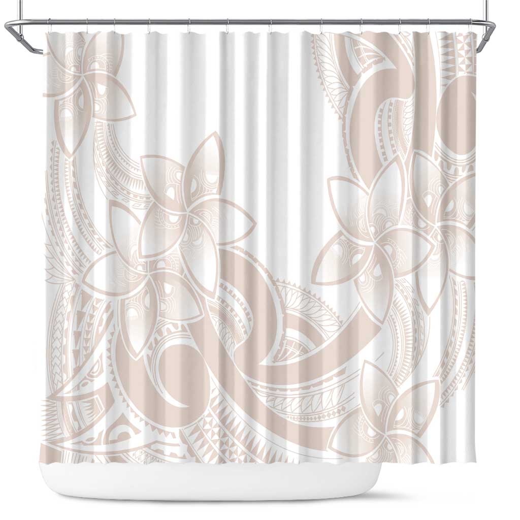 Polynesian Tribal Plumeria Lotu Tamaiti Shower Curtain Pastel Nude LT9 Nude - Polynesian Pride