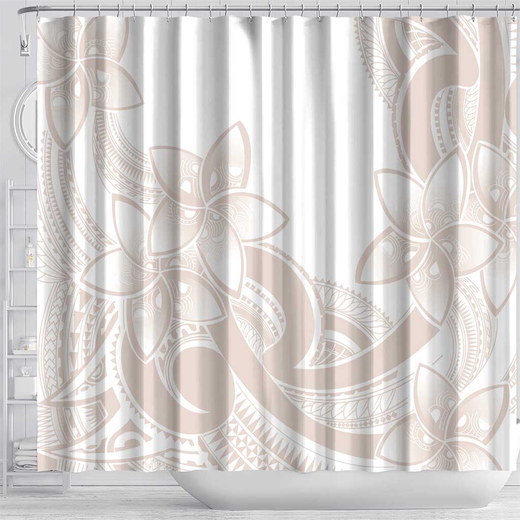 Polynesian Tribal Plumeria Lotu Tamaiti Shower Curtain Pastel Nude LT9 - Polynesian Pride