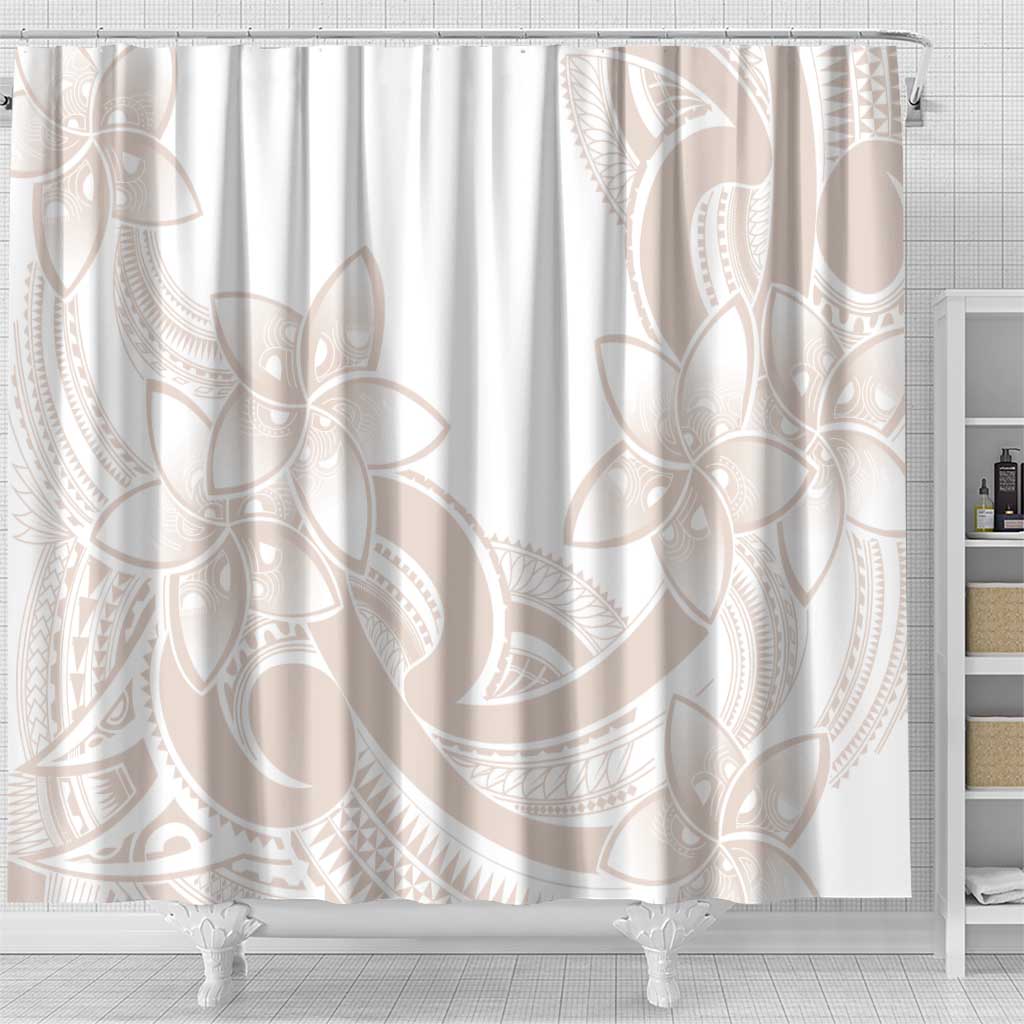 Polynesian Tribal Plumeria Lotu Tamaiti Shower Curtain Pastel Nude LT9 - Polynesian Pride