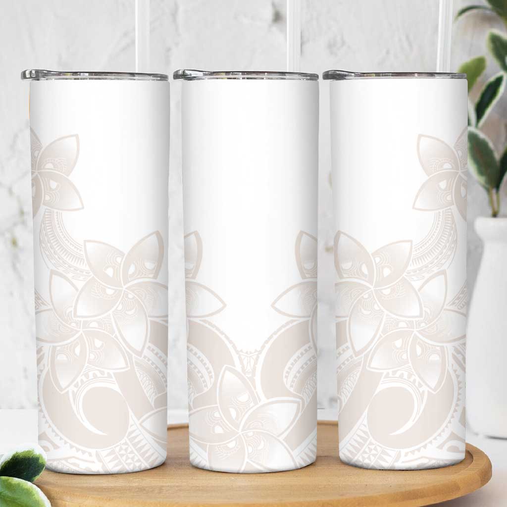 Polynesian Tribal Plumeria Lotu Tamaiti Skinny Tumbler Pastel Nude LT9 - Polynesian Pride