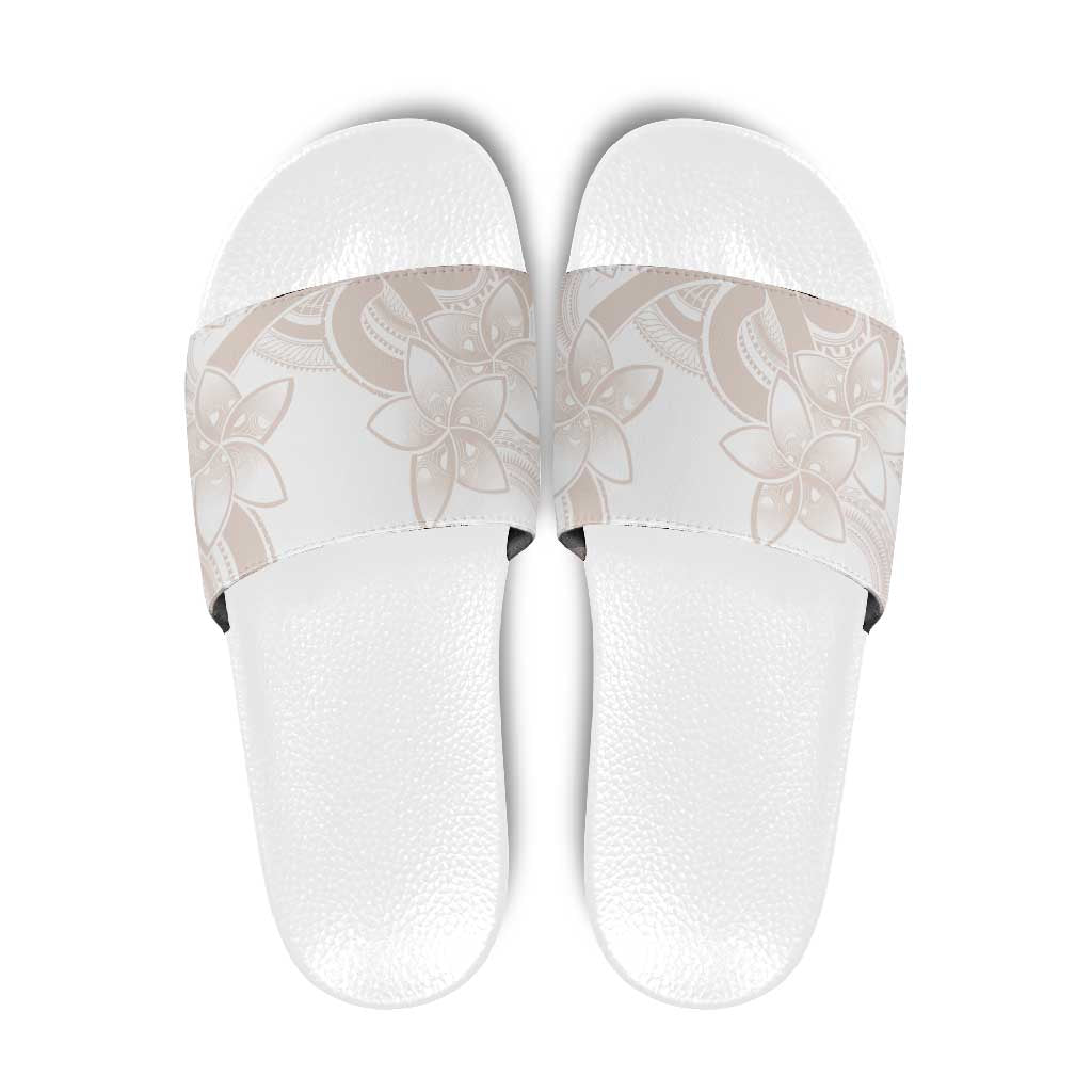 Polynesian Tribal Plumeria Lotu Tamaiti Slide Sandals Pastel Nude - Polynesian Pride