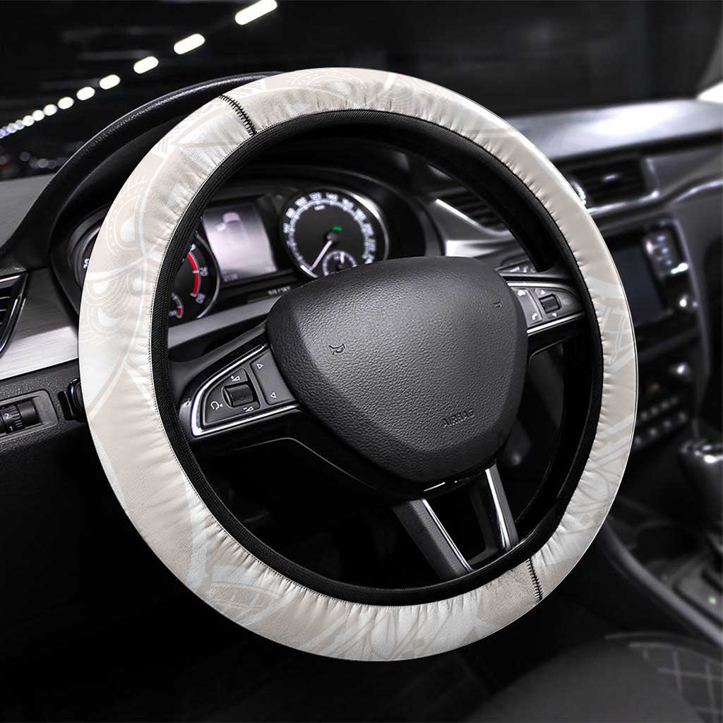 Polynesian Tribal Plumeria Lotu Tamaiti Steering Wheel Cover Pastel Nude LT9 Universal Fit Nude - Polynesian Pride