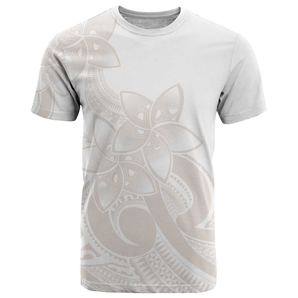 Polynesian Tribal Plumeria Lotu Tamaiti T Shirt Pastel Nude - Polynesian Pride