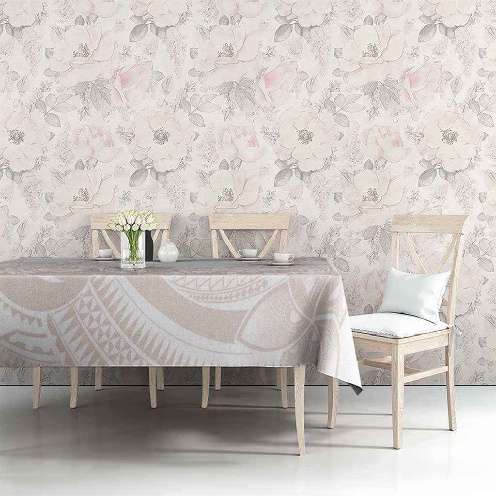 Polynesian Tribal Plumeria Lotu Tamaiti Tablecloth Pastel Nude - Polynesian Pride