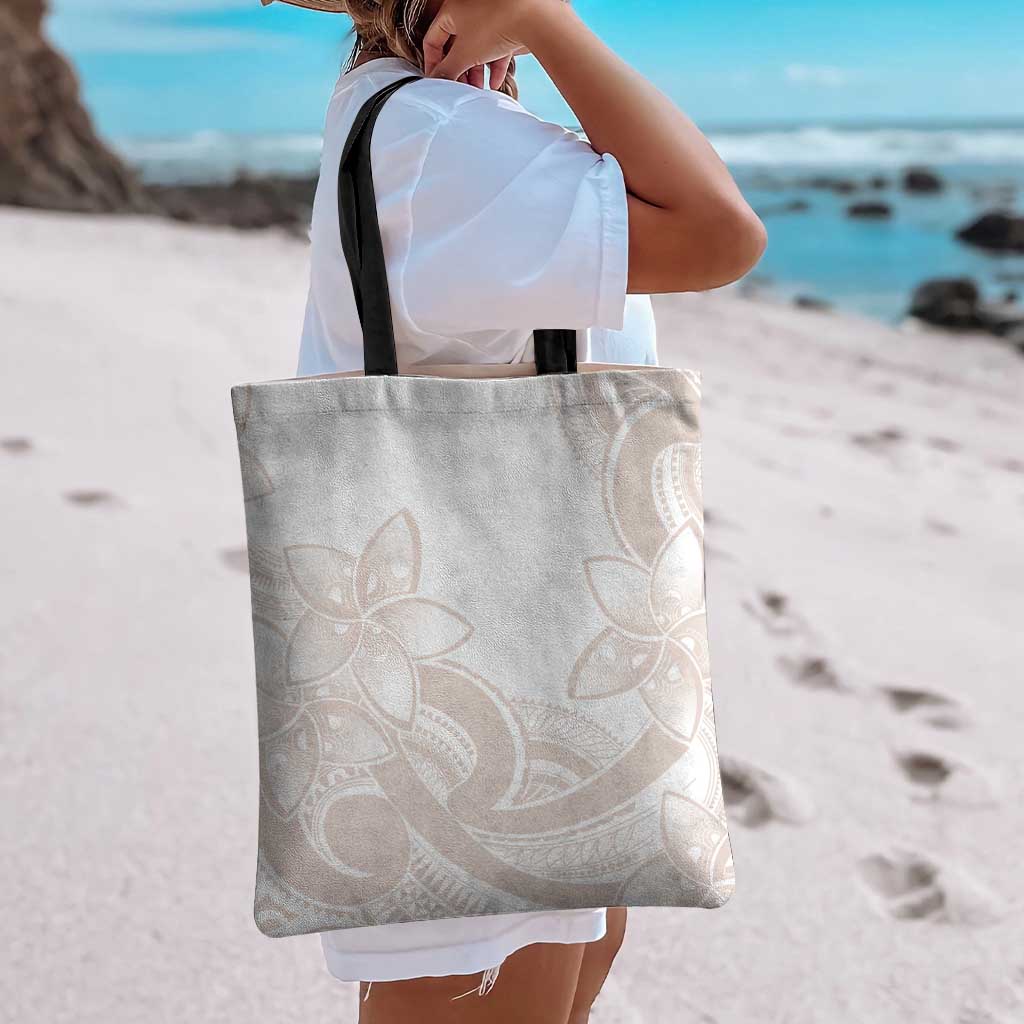 Polynesian Tribal Plumeria Lotu Tamaiti Tote Bag Pastel Nude LT9 - Polynesian Pride