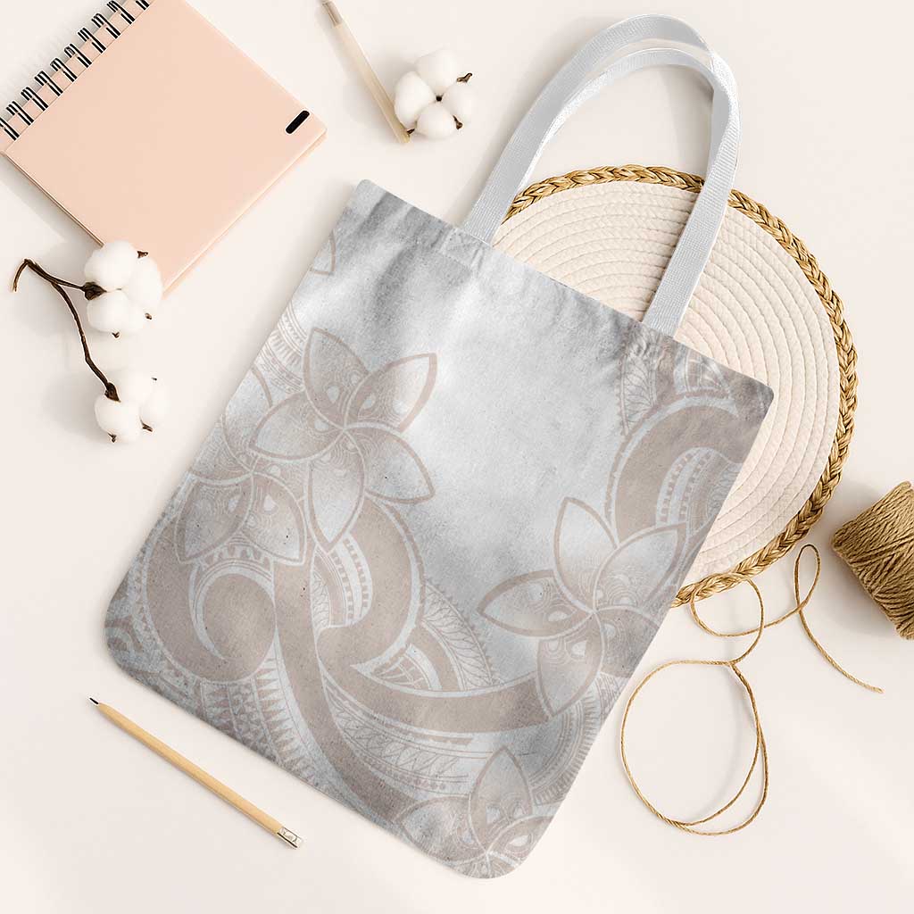 Polynesian Tribal Plumeria Lotu Tamaiti Tote Bag Pastel Nude LT9 White Strap One Size Nude - Polynesian Pride