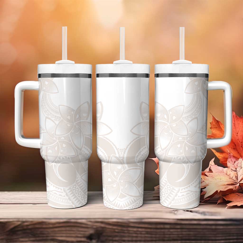 Polynesian Tribal Plumeria Lotu Tamaiti Tumbler With Handle Pastel Nude LT9 - Polynesian Pride