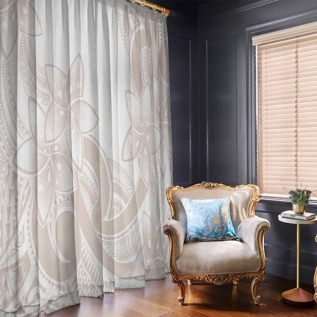 Polynesian Tribal Plumeria Lotu Tamaiti Window Curtain Pastel Nude - Polynesian Pride