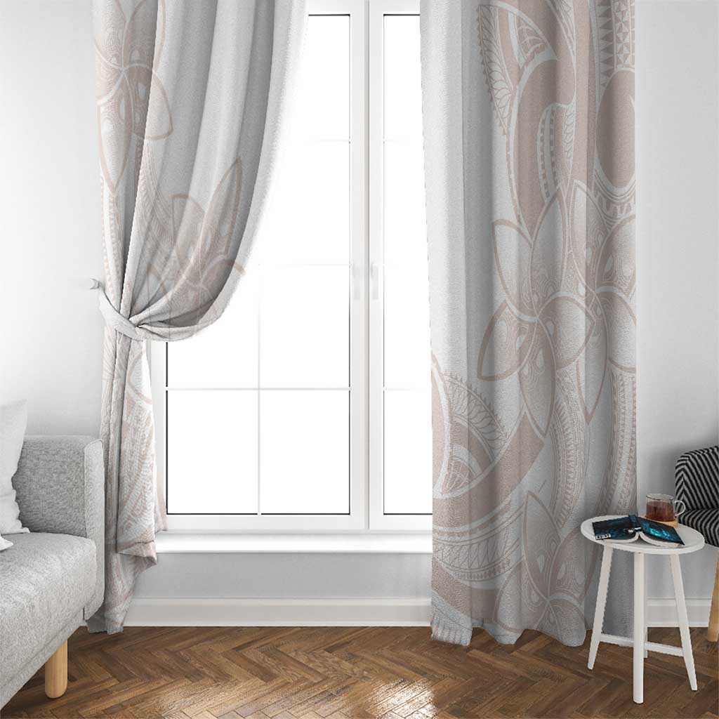 Polynesian Tribal Plumeria Lotu Tamaiti Window Curtain Pastel Nude - Polynesian Pride