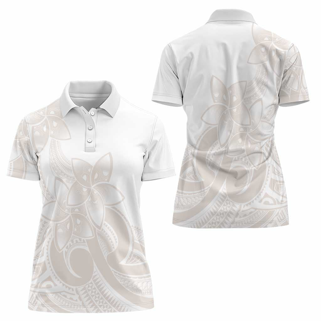 Polynesian Tribal Plumeria Lotu Tamaiti Women Polo Shirt Pastel Nude - Polynesian Pride
