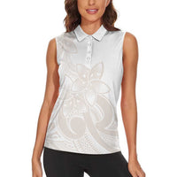 Polynesian Tribal Plumeria Lotu Tamaiti Women Sleeveless Polo Shirt Pastel Nude LT9 - Polynesian Pride
