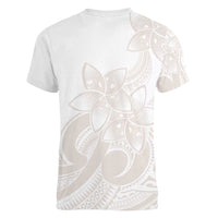 Polynesian Tribal Plumeria Lotu Tamaiti Women V-Neck T-Shirt Pastel Nude LT9 - Polynesian Pride