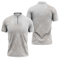 Polynesian Tribal Plumeria Lotu Tamaiti Zipper Polo Shirt Pastel Nude LT9 - Polynesian Pride