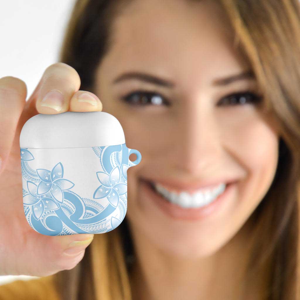 Polynesian Tribal Plumeria Lotu Tamaiti AirPods Case Pastel Sky Blue - Polynesian Pride