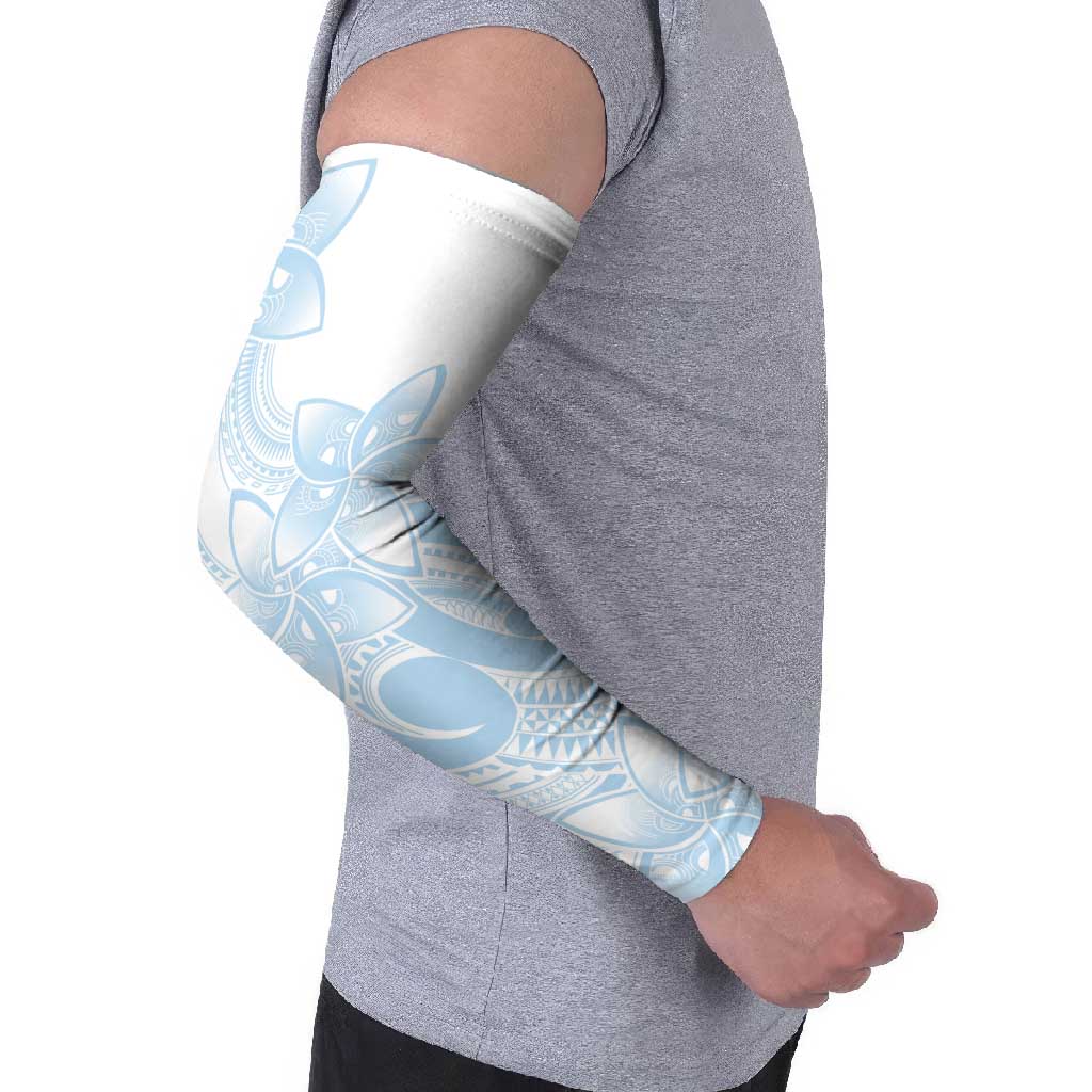 Polynesian Tribal Plumeria Lotu Tamaiti Arm Sleeves Pastel Sky Blue - Polynesian Pride