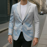 Polynesian Tribal Plumeria Lotu Tamaiti Blazer Pastel Sky Blue - Polynesian Pride