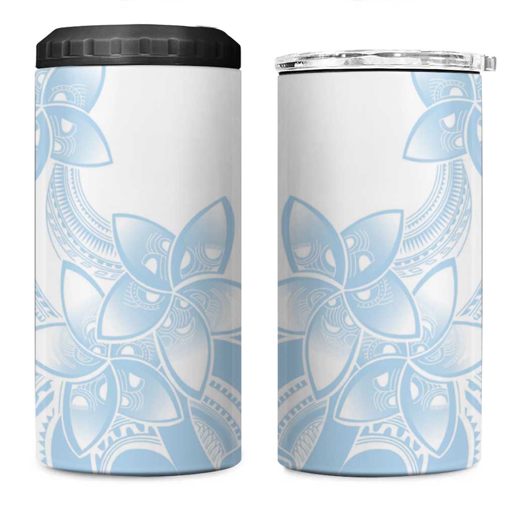 Polynesian Tribal Plumeria Lotu Tamaiti 4 in 1 Can Cooler Tumbler Pastel Sky Blue LT9 One Size: 16 oz Blue - Polynesian Pride