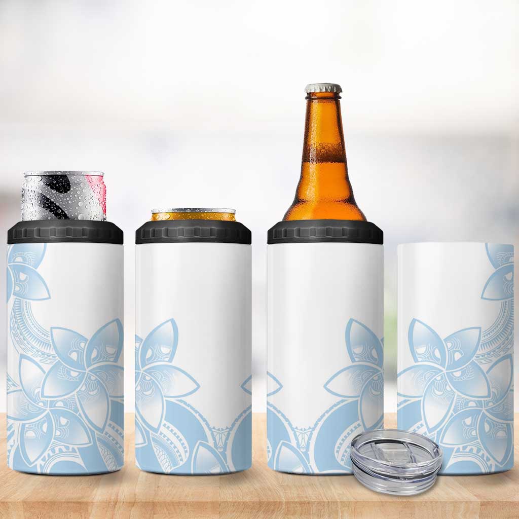 Polynesian Tribal Plumeria Lotu Tamaiti 4 in 1 Can Cooler Tumbler Pastel Sky Blue LT9 - Polynesian Pride