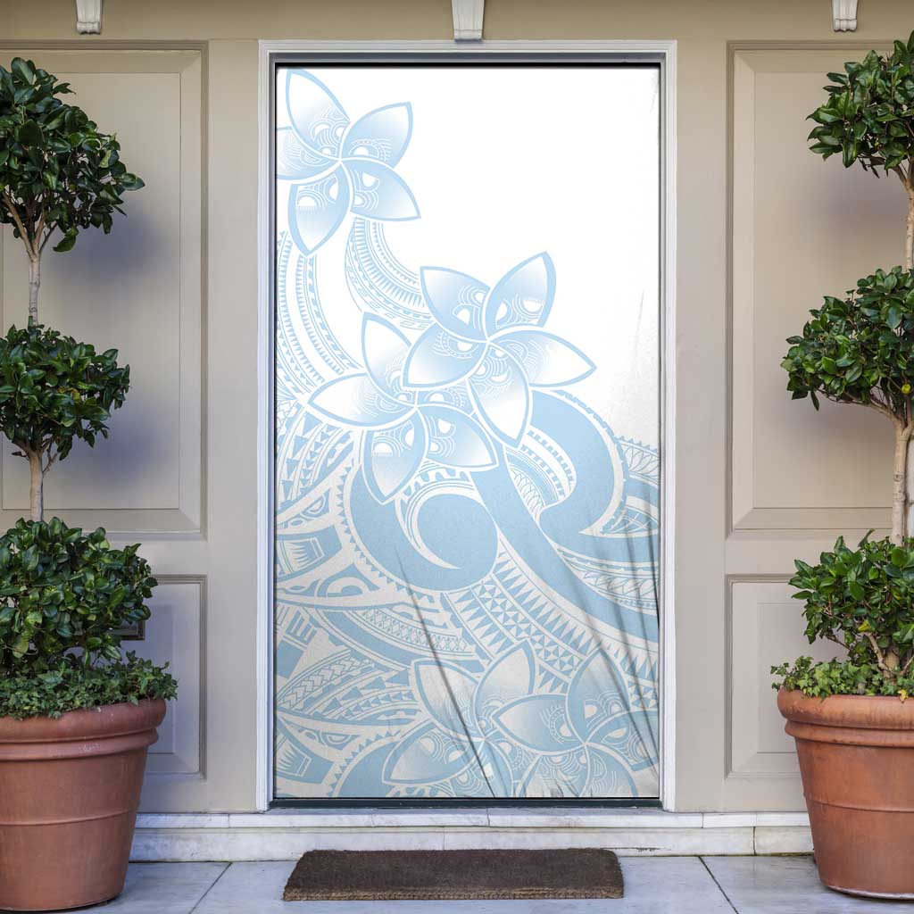 Polynesian Tribal Plumeria Lotu Tamaiti Door Cover Pastel Sky Blue LT9 Blue - Polynesian Pride