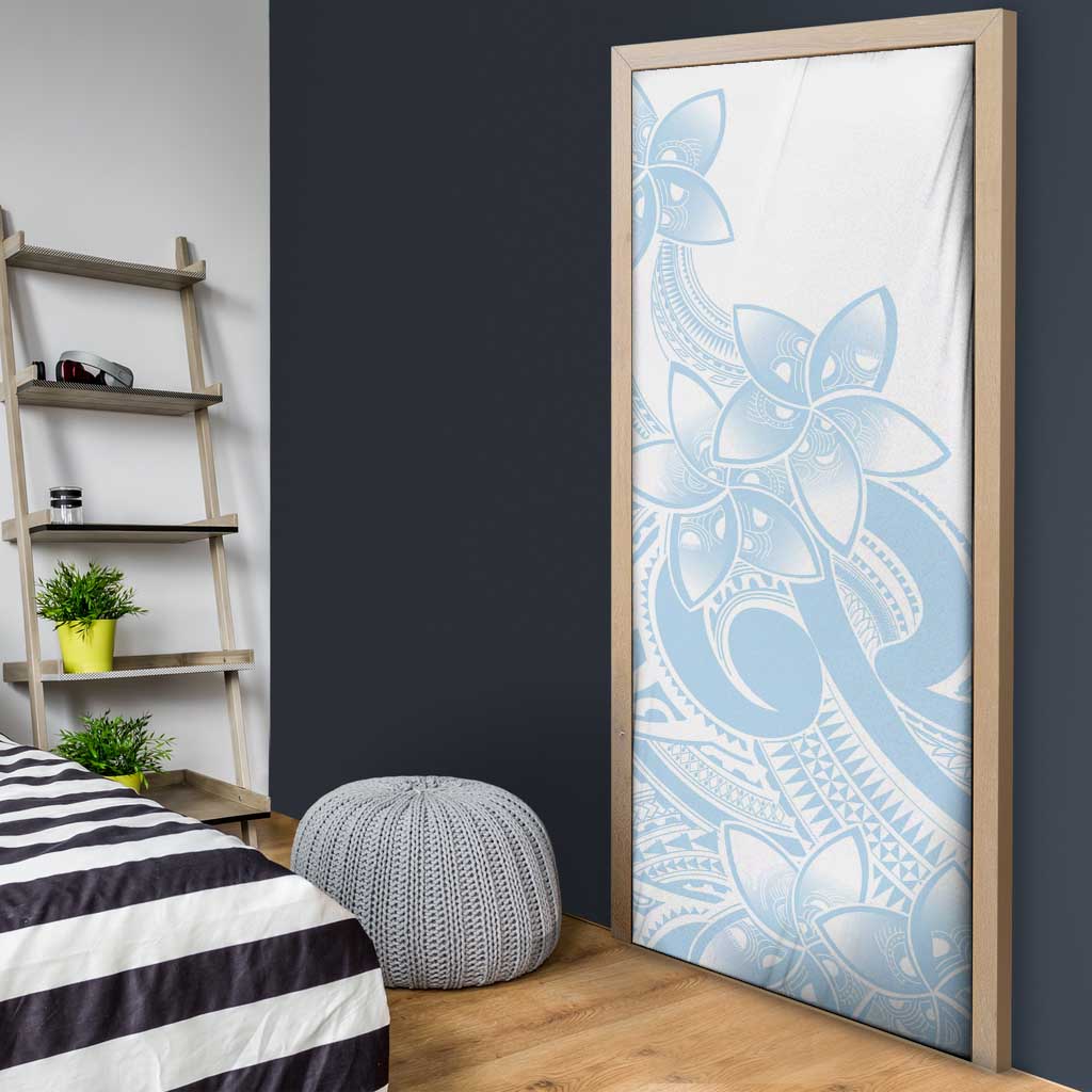 Polynesian Tribal Plumeria Lotu Tamaiti Door Cover Pastel Sky Blue LT9 - Polynesian Pride