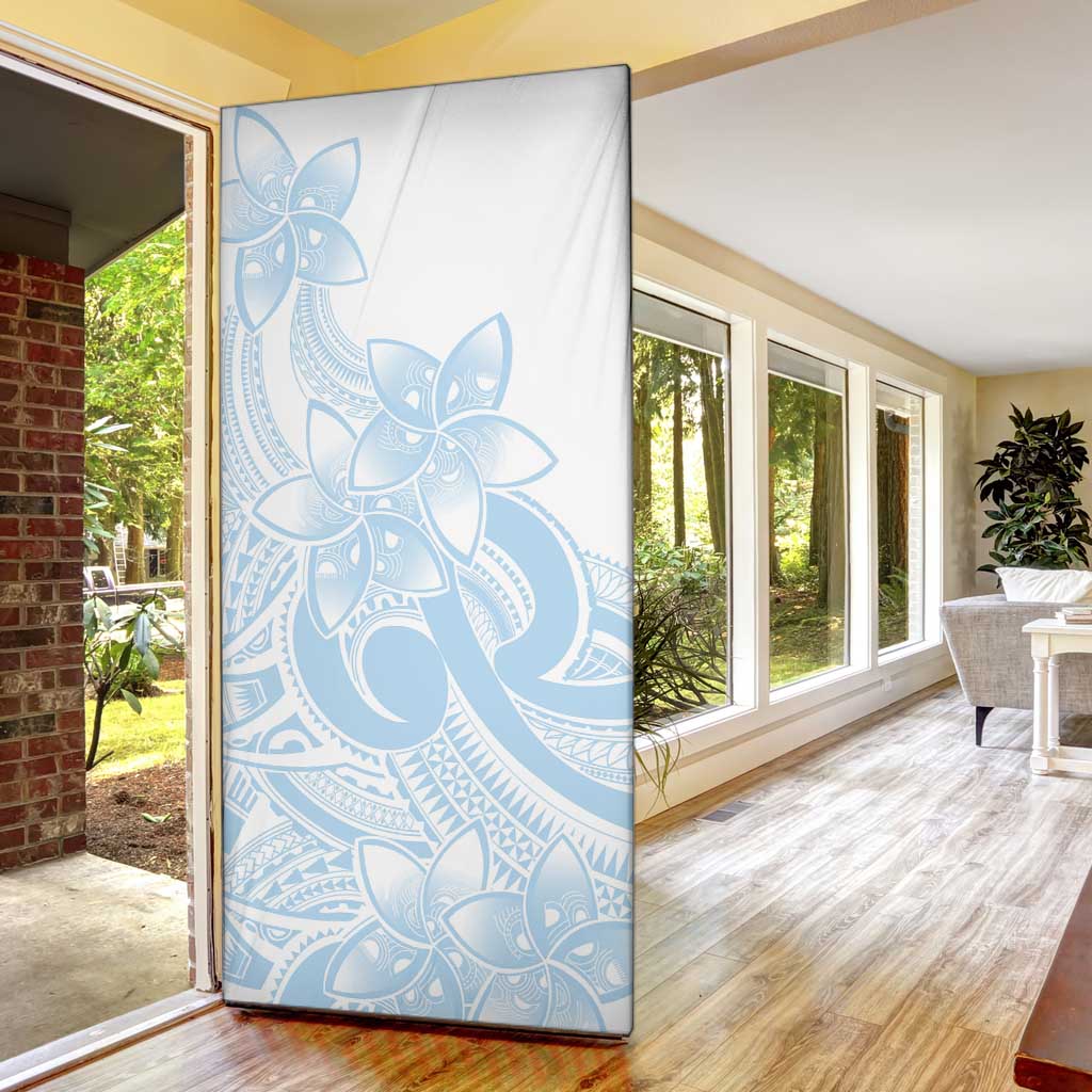 Polynesian Tribal Plumeria Lotu Tamaiti Door Cover Pastel Sky Blue LT9 - Polynesian Pride