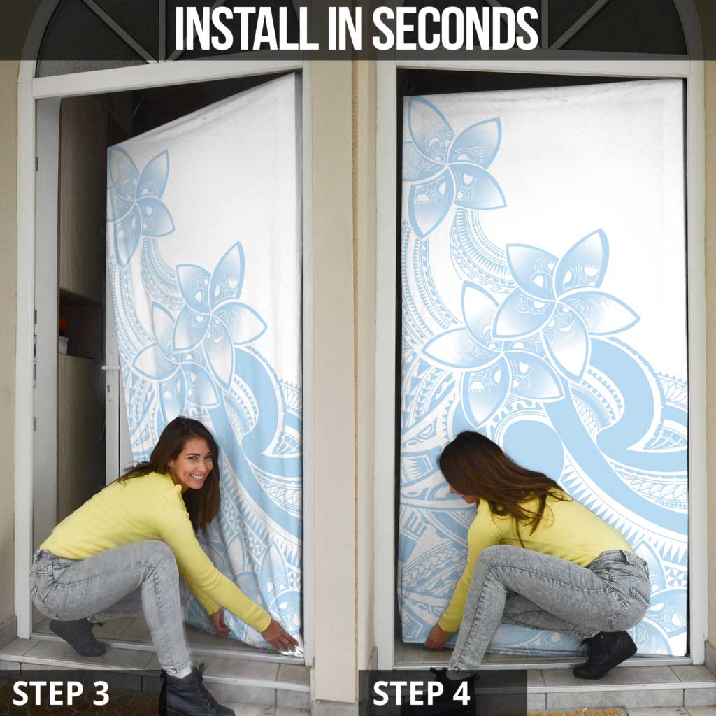 Polynesian Tribal Plumeria Lotu Tamaiti Door Cover Pastel Sky Blue LT9 - Polynesian Pride