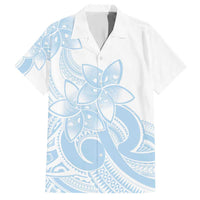 Polynesian Tribal Plumeria Lotu Tamaiti Family Matching Short Sleeve Bodycon Dress and Hawaiian Shirt Pastel Sky Blue LT9 Dad's Shirt - Short Sleeve Blue - Polynesian Pride