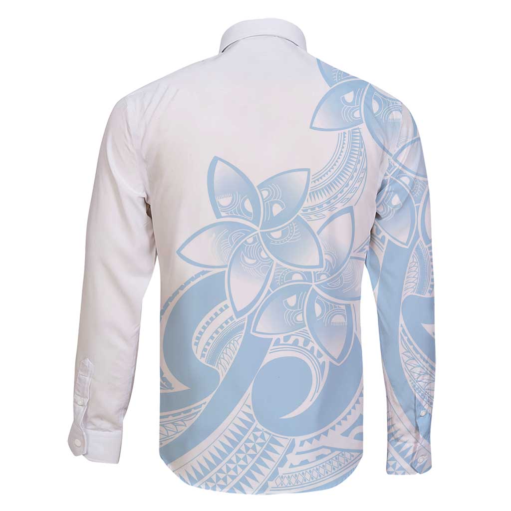 Polynesian Tribal Plumeria Lotu Tamaiti Family Matching Summer Maxi Dress and Hawaiian Shirt Pastel Sky Blue LT9 - Polynesian Pride