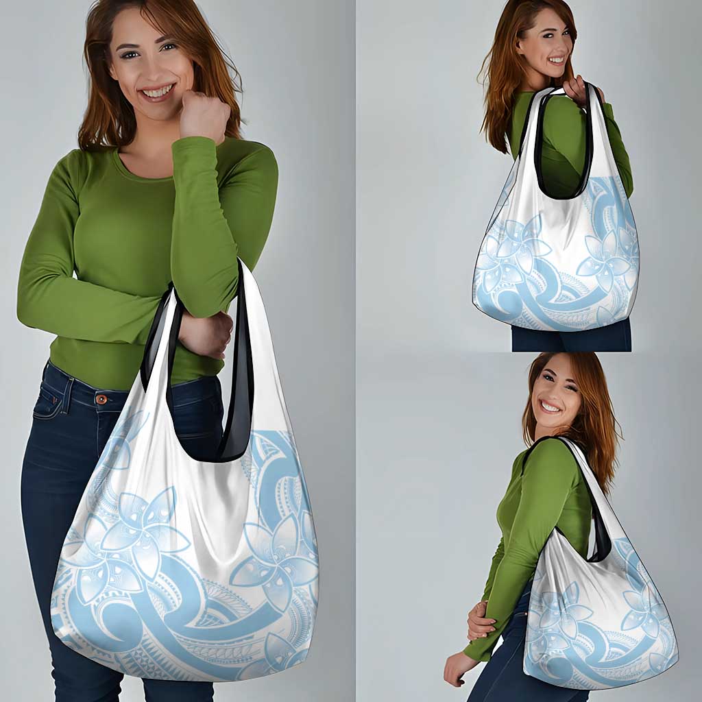 Polynesian Tribal Plumeria Lotu Tamaiti Grocery Bag Pastel Sky Blue - Polynesian Pride