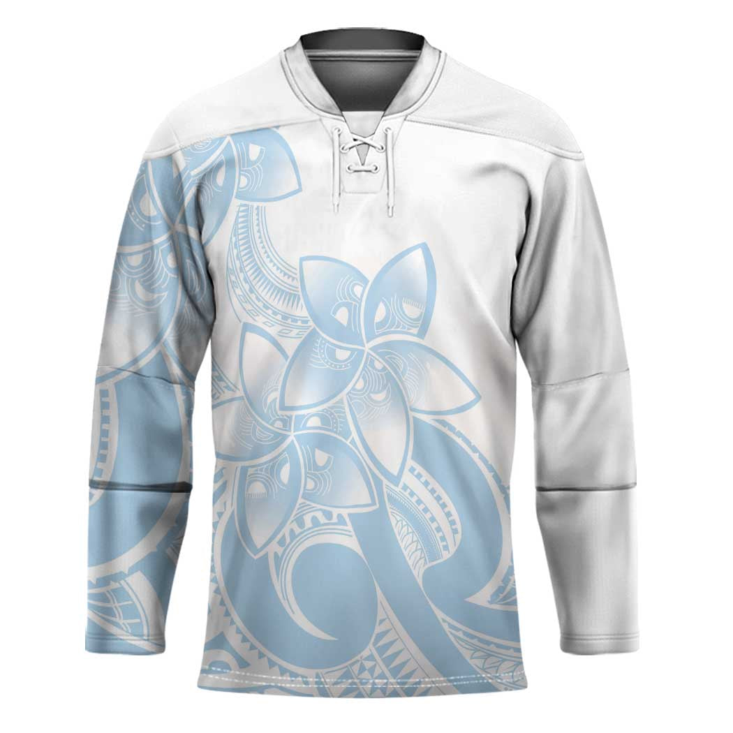 Polynesian Tribal Plumeria Lotu Tamaiti Hockey Jersey Pastel Sky Blue LT9 Unisex Blue - Polynesian Pride