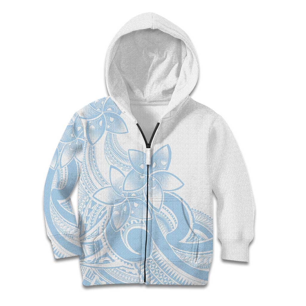 Polynesian Tribal Plumeria Lotu Tamaiti Kid Hoodie Pastel Sky Blue LT9 Zip Hoodie Blue - Polynesian Pride