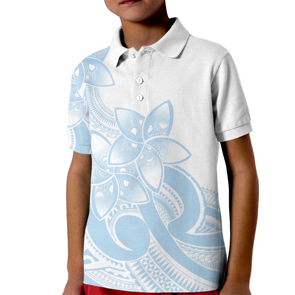 Polynesian Tribal Plumeria Lotu Tamaiti Kid Polo Shirt Pastel Sky Blue LT9 Kid Blue - Polynesian Pride
