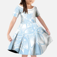 Polynesian Tribal Plumeria Lotu Tamaiti Kid Short Sleeve Dress Pastel Sky Blue LT9 KID Blue - Polynesian Pride