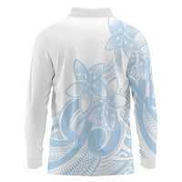 Polynesian Tribal Plumeria Lotu Tamaiti Long Sleeve Polo Shirt Pastel Sky Blue LT9 - Polynesian Pride