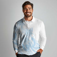 Polynesian Tribal Plumeria Lotu Tamaiti Long Sleeve Polo Shirt Pastel Sky Blue LT9 - Polynesian Pride