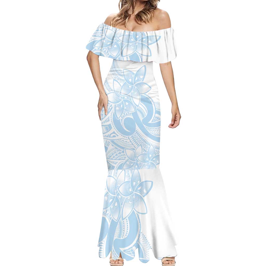 Polynesian Tribal Plumeria Lotu Tamaiti Mermaid Dress Pastel Sky Blue LT9 - Polynesian Pride