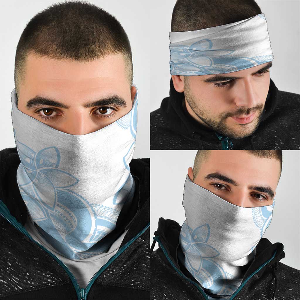 Polynesian Tribal Plumeria Lotu Tamaiti Neck Gaiter Pastel Sky Blue LT9