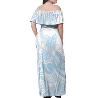 Polynesian Tribal Plumeria Lotu Tamaiti Off Shoulder Maxi Dress Pastel Sky Blue LT9 - Polynesian Pride