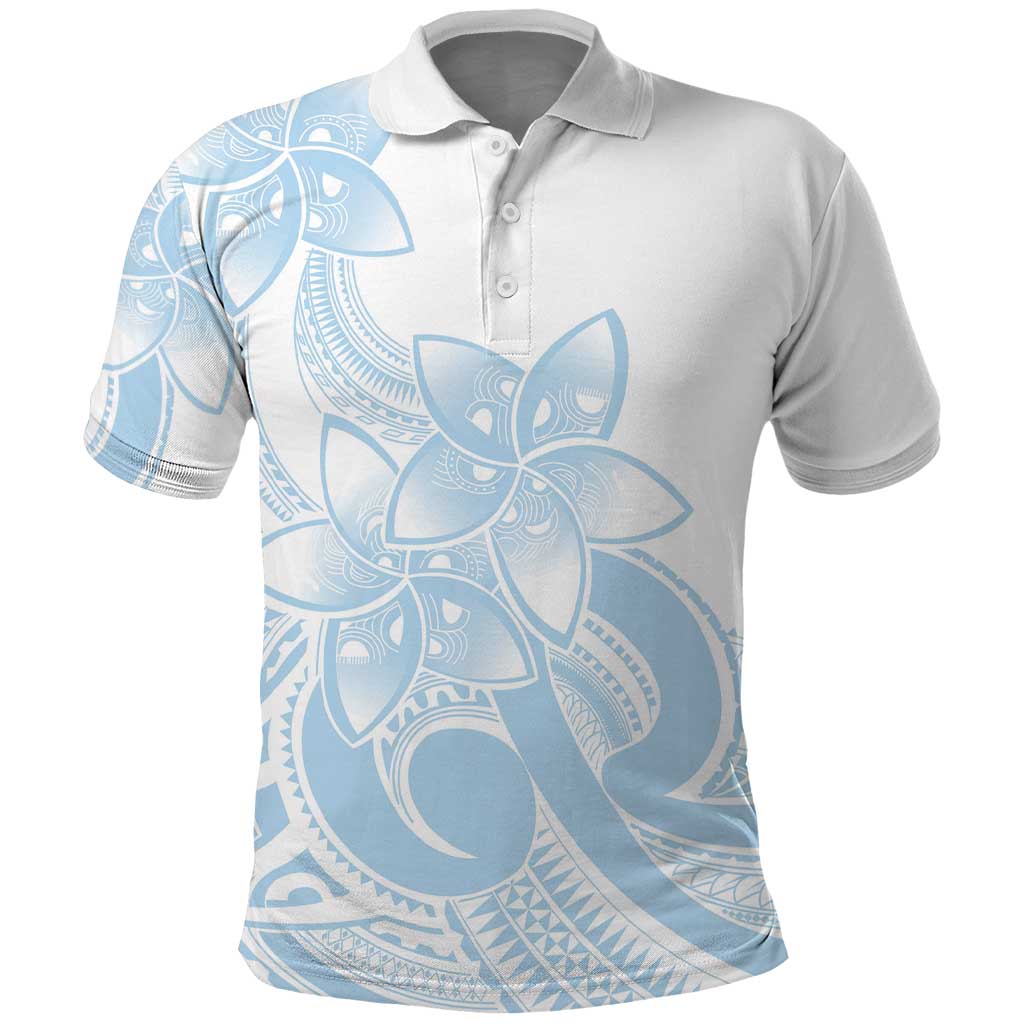 Polynesian Tribal Plumeria Lotu Tamaiti Polo Shirt Pastel Sky Blue LT9 Blue - Polynesian Pride