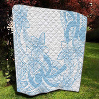Polynesian Tribal Plumeria Lotu Tamaiti Quilt Pastel Sky Blue - Polynesian Pride