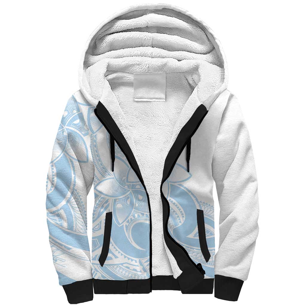 Polynesian Tribal Plumeria Lotu Tamaiti Sherpa Hoodie Pastel Sky Blue LT9 Unisex Blue - Polynesian Pride