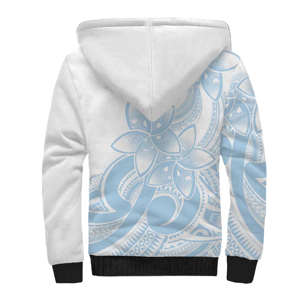 Polynesian Tribal Plumeria Lotu Tamaiti Sherpa Hoodie Pastel Sky Blue LT9 - Polynesian Pride