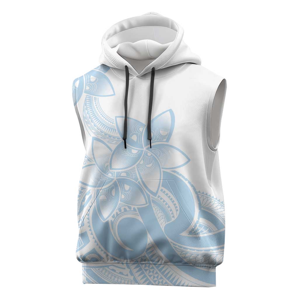 Polynesian Tribal Plumeria Lotu Tamaiti Sleeveless Hoodie Pastel Sky Blue LT9 Blue - Polynesian Pride