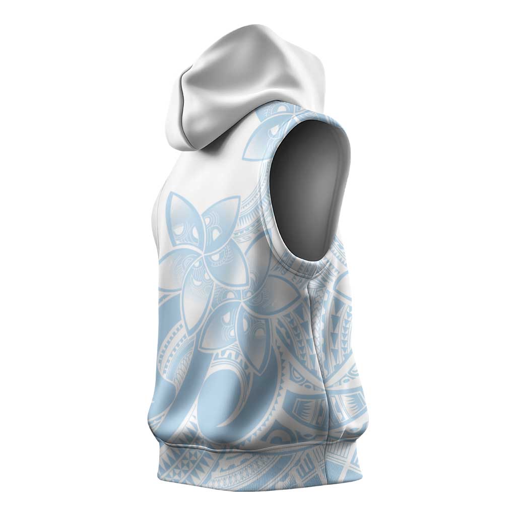 Polynesian Tribal Plumeria Lotu Tamaiti Sleeveless Hoodie Pastel Sky Blue LT9 - Polynesian Pride