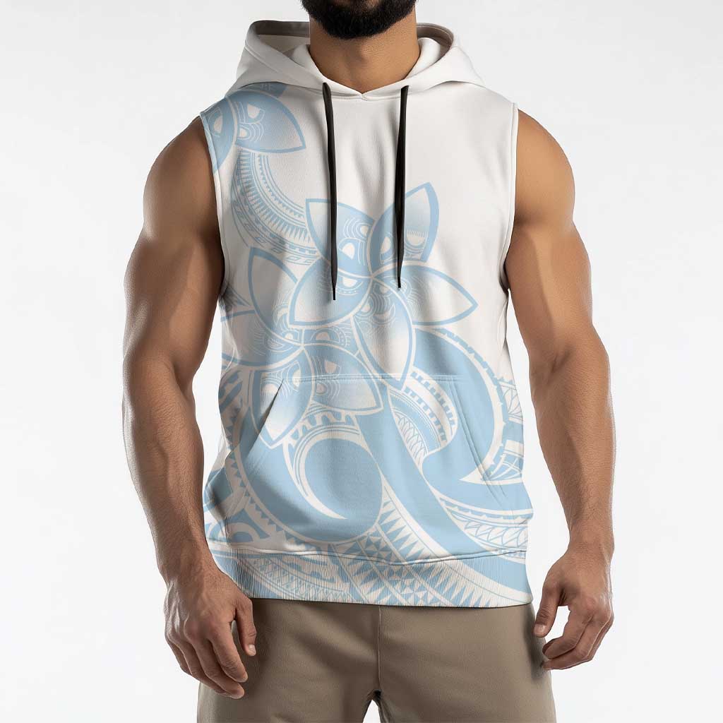 Polynesian Tribal Plumeria Lotu Tamaiti Sleeveless Hoodie Pastel Sky Blue LT9 - Polynesian Pride