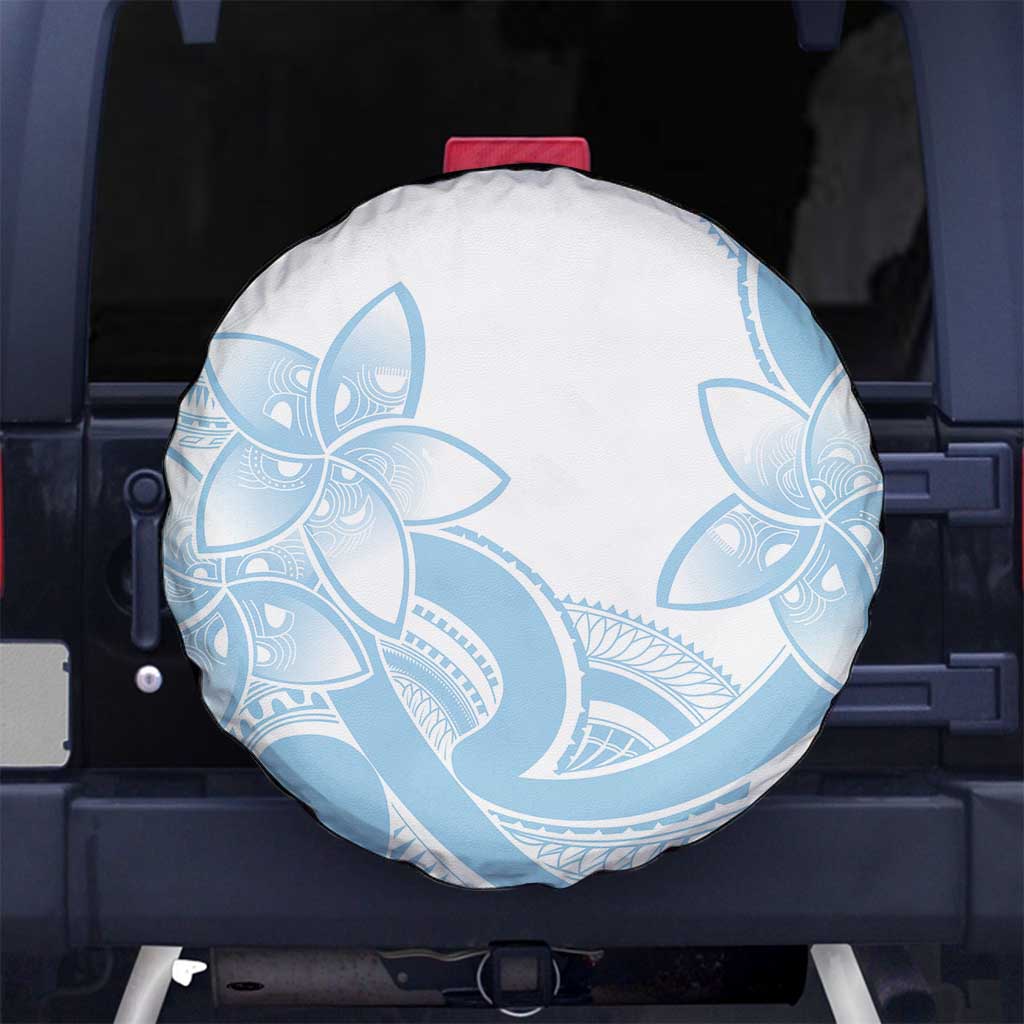 Polynesian Tribal Plumeria Lotu Tamaiti Spare Tire Cover Pastel Sky Blue LT9 No hole Blue - Polynesian Pride