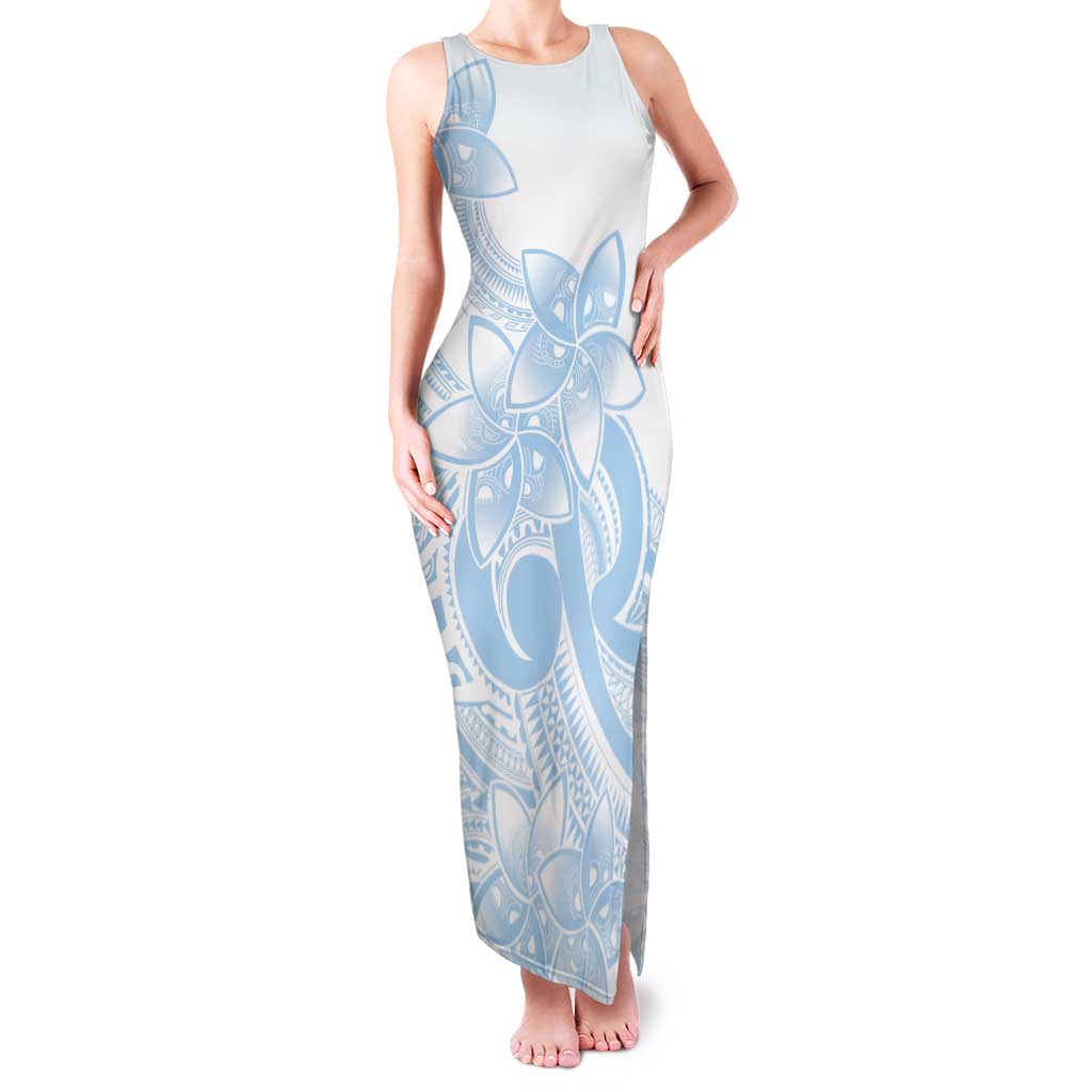 Polynesian Tribal Plumeria Lotu Tamaiti Tank Maxi Dress Pastel Sky Blue LT9 Women Blue - Polynesian Pride