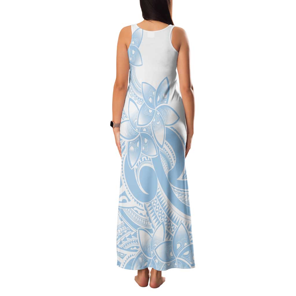 Polynesian Tribal Plumeria Lotu Tamaiti Tank Maxi Dress Pastel Sky Blue LT9 - Polynesian Pride