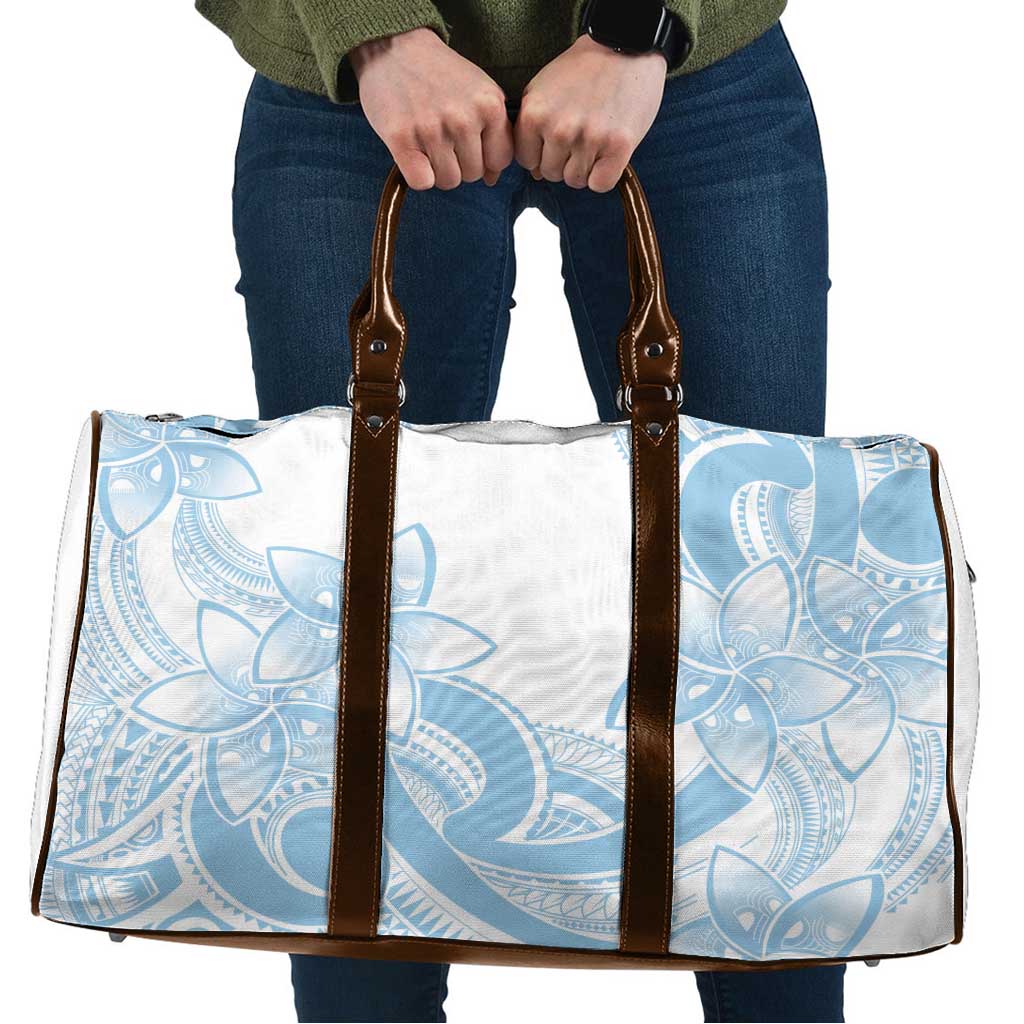 Polynesian Tribal Plumeria Lotu Tamaiti Travel Bag Pastel Sky Blue LT9 Blue - Polynesian Pride
